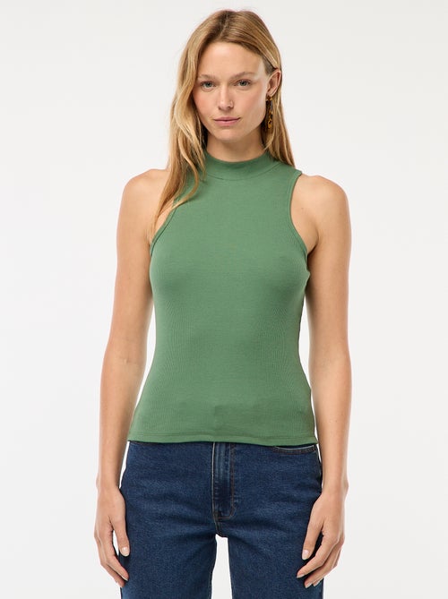 Top nervurado com cavas americanas - Kiabi