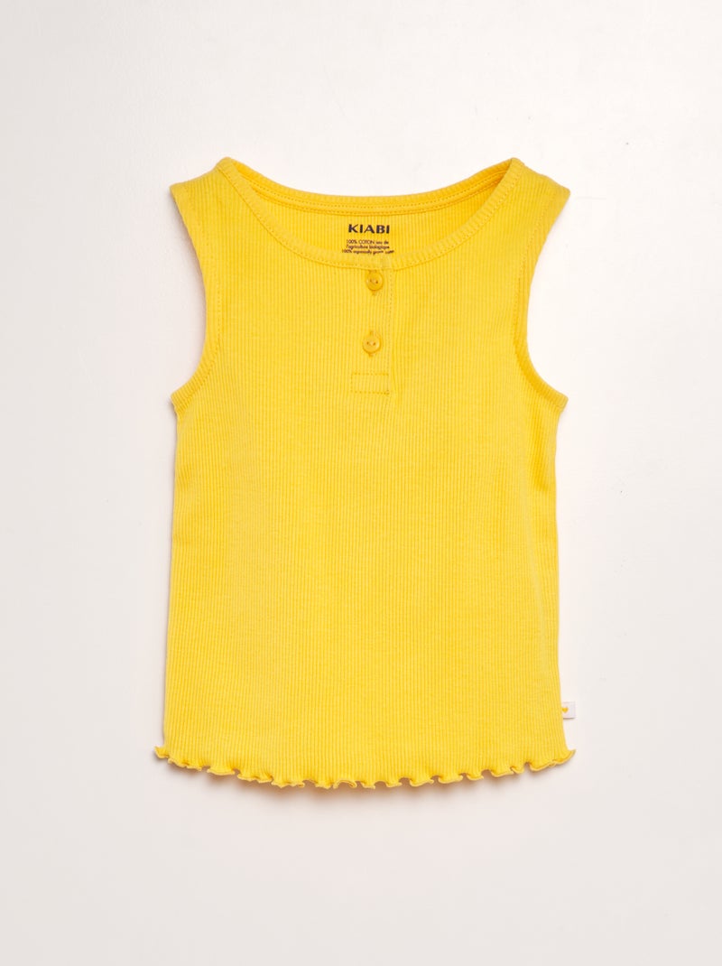 Top nervurado com rebordo com folho AMARELO - Kiabi