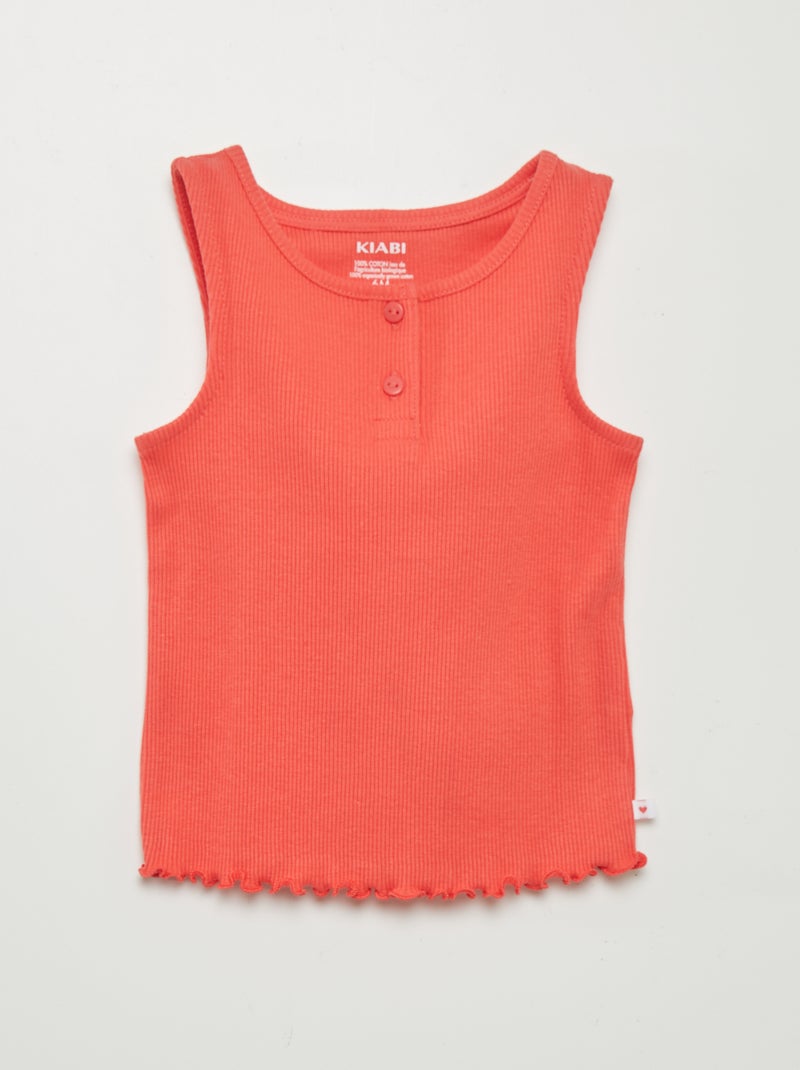 Top nervurado com rebordo com folho VERMELHO - Kiabi