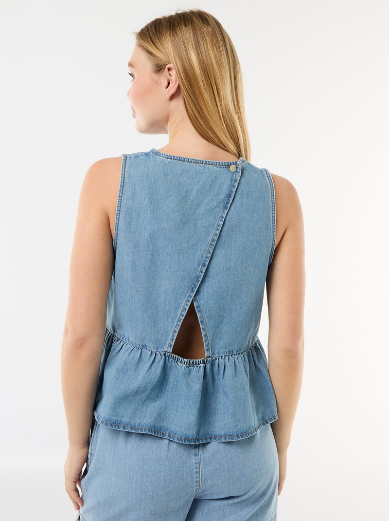 Top peplum em ganga sem mangas Azul - Kiabi