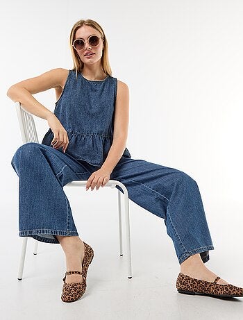 Top peplum em ganga sem mangas