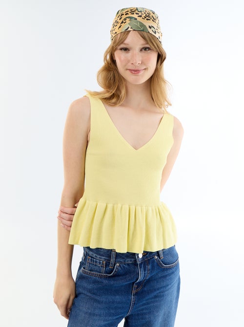 Top peplum em malha canelada - Kiabi