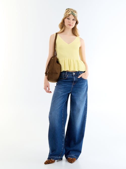 Top peplum em malha canelada - Kiabi