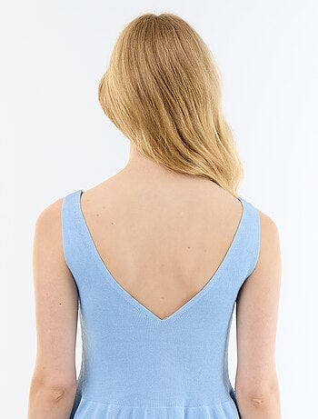 Top peplum em malha canelada