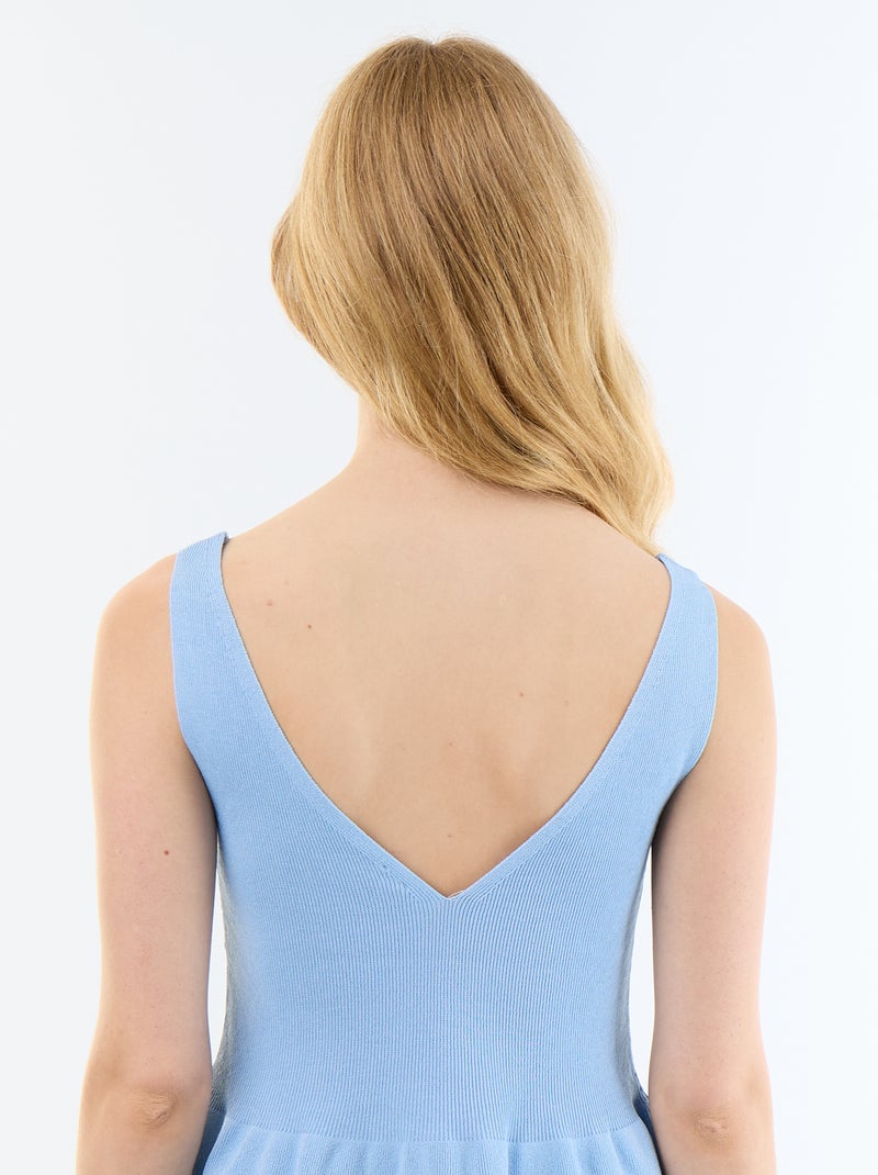 Top peplum em malha canelada Azul - Kiabi