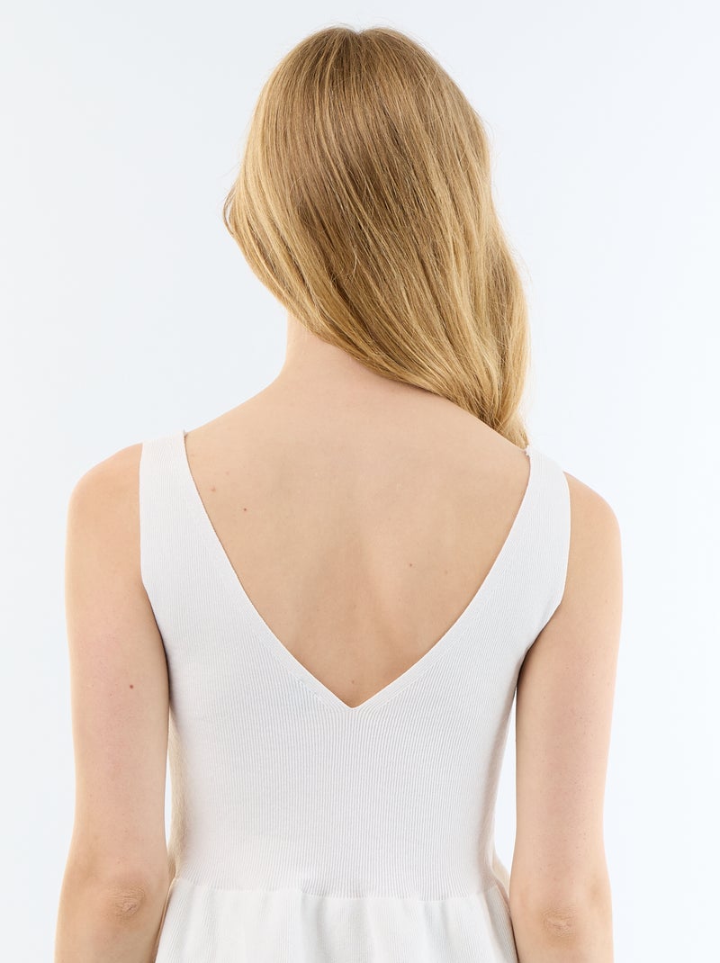 Top peplum em malha canelada Branco - Kiabi