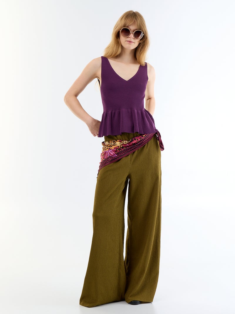Top peplum em malha canelada Violeta - Kiabi