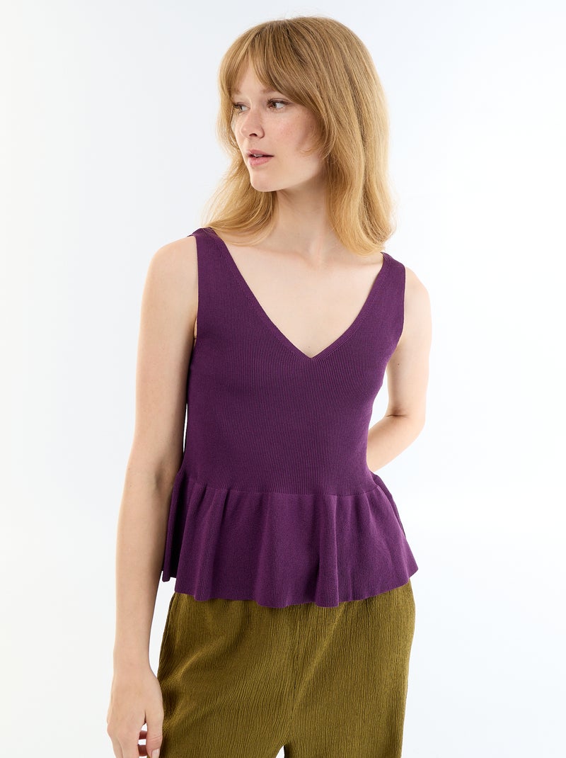 Top peplum em malha canelada Violeta - Kiabi