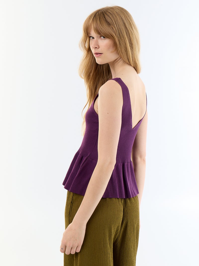 Top peplum em malha canelada Violeta - Kiabi