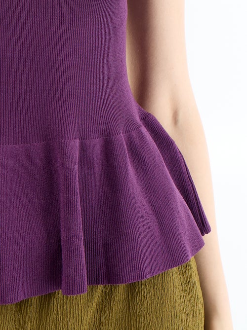 Top peplum em malha canelada - Kiabi