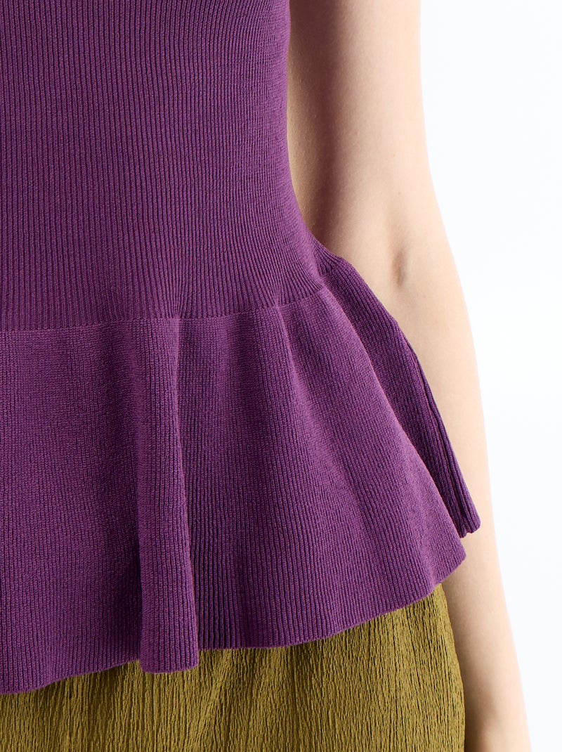 Top peplum em malha canelada Violeta - Kiabi