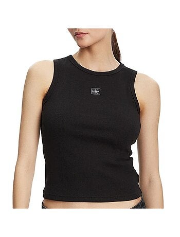 Top Preto de Mulher Calvin Klein Jeans com Etiqueta Tecida