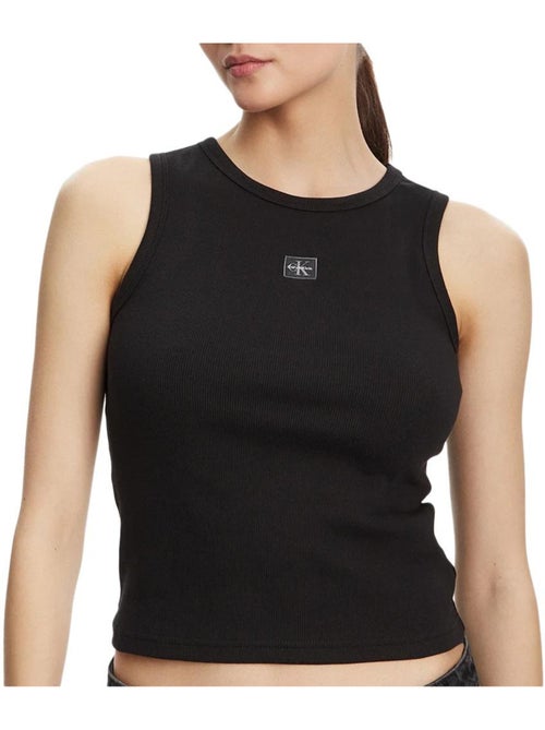 Top Preto de Mulher Calvin Klein Jeans com Etiqueta Tecida - Kiabi Top Preto de Mulher Calvin Klein Jeans com Etiqueta Tecida - Kiabi