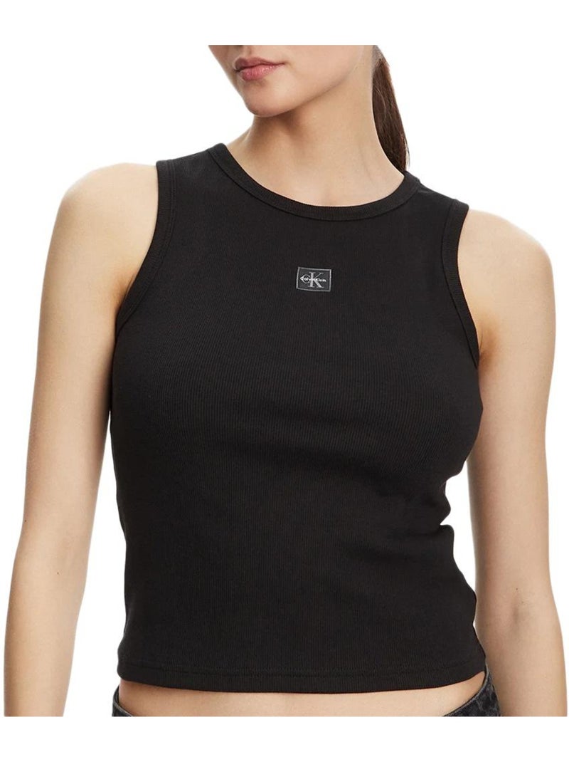 Top Preto de Mulher Calvin Klein Jeans com Etiqueta Tecida Preto - Kiabi