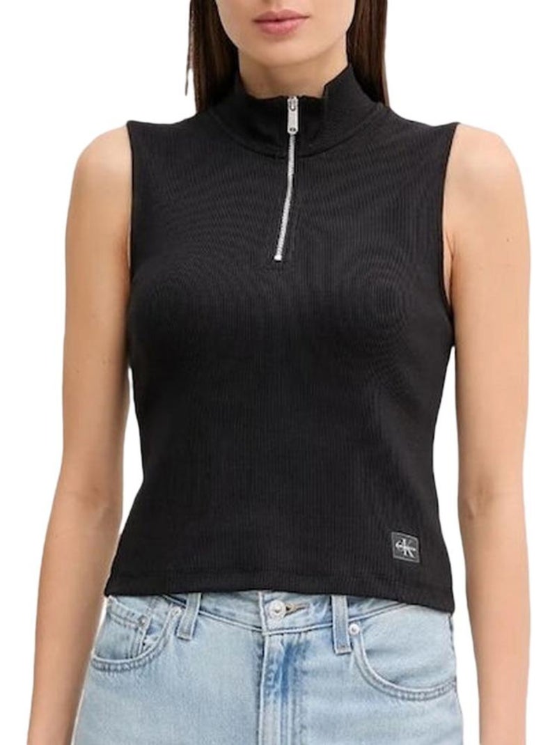 Top Preto Feminino Calvin Klein Jeans A-Woven Preto - Kiabi