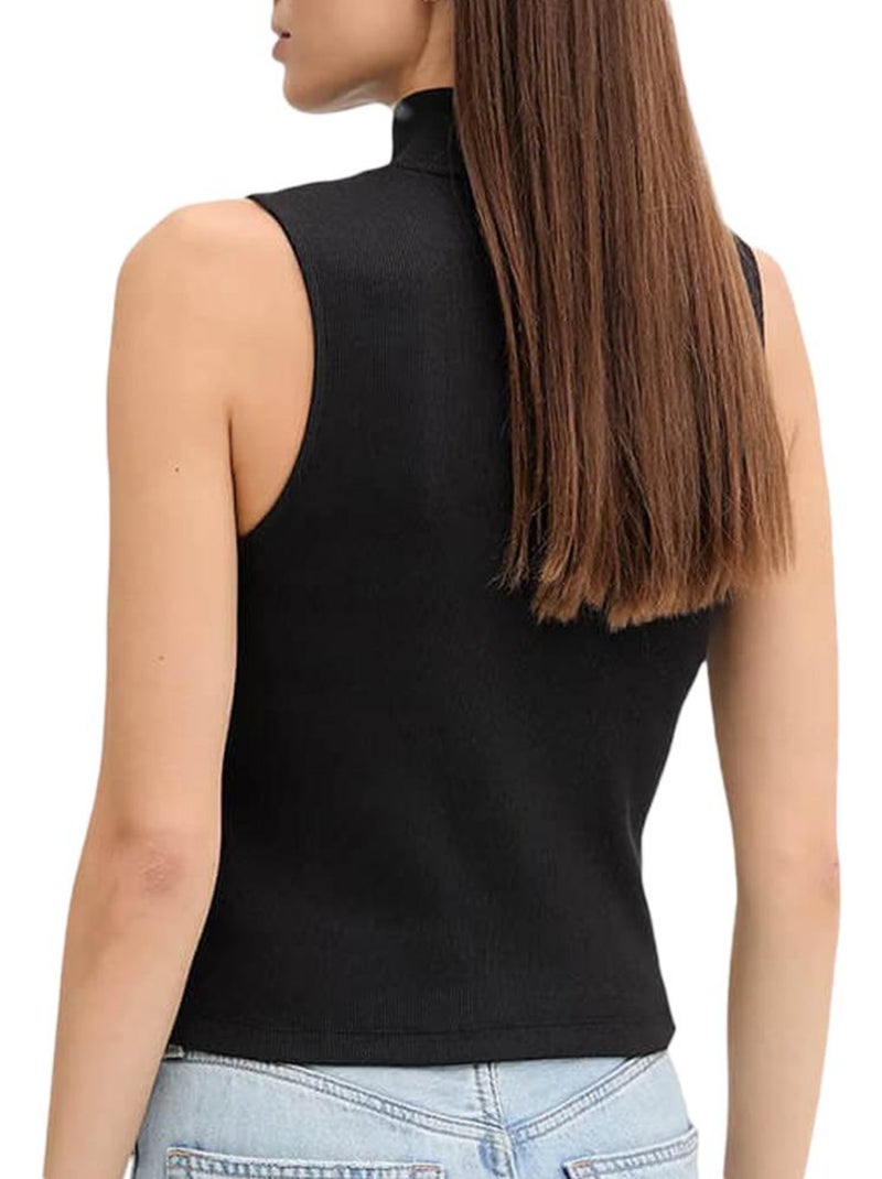 Top Preto Feminino Calvin Klein Jeans A-Woven Preto - Kiabi
