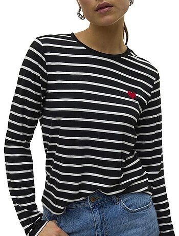 Top Preto Vero Moda Snclara Heart T para Mulher