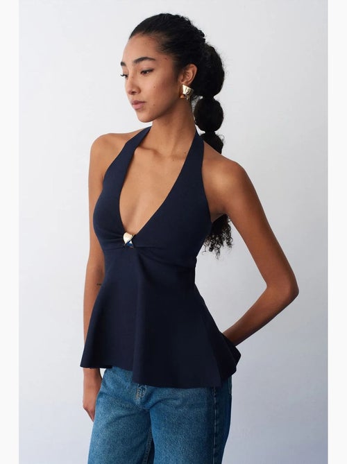 Top sem costura decote halter peplum dilvin - Kiabi