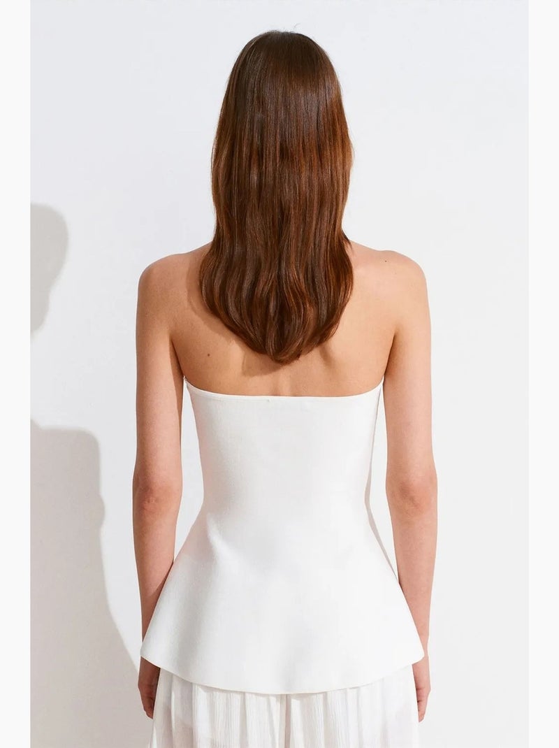 Top sem costura decote halter peplum dilvin Branco - Kiabi