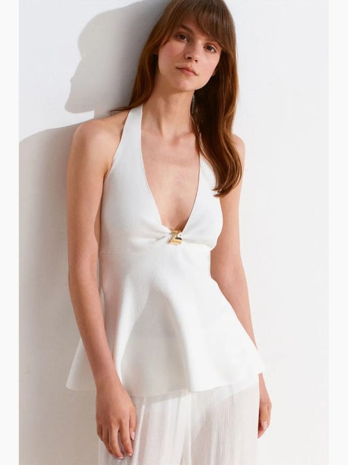 Top sem costura decote halter peplum dilvin - Kiabi