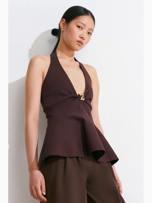 Top sem costura decote halter peplum dilvin - Kiabi