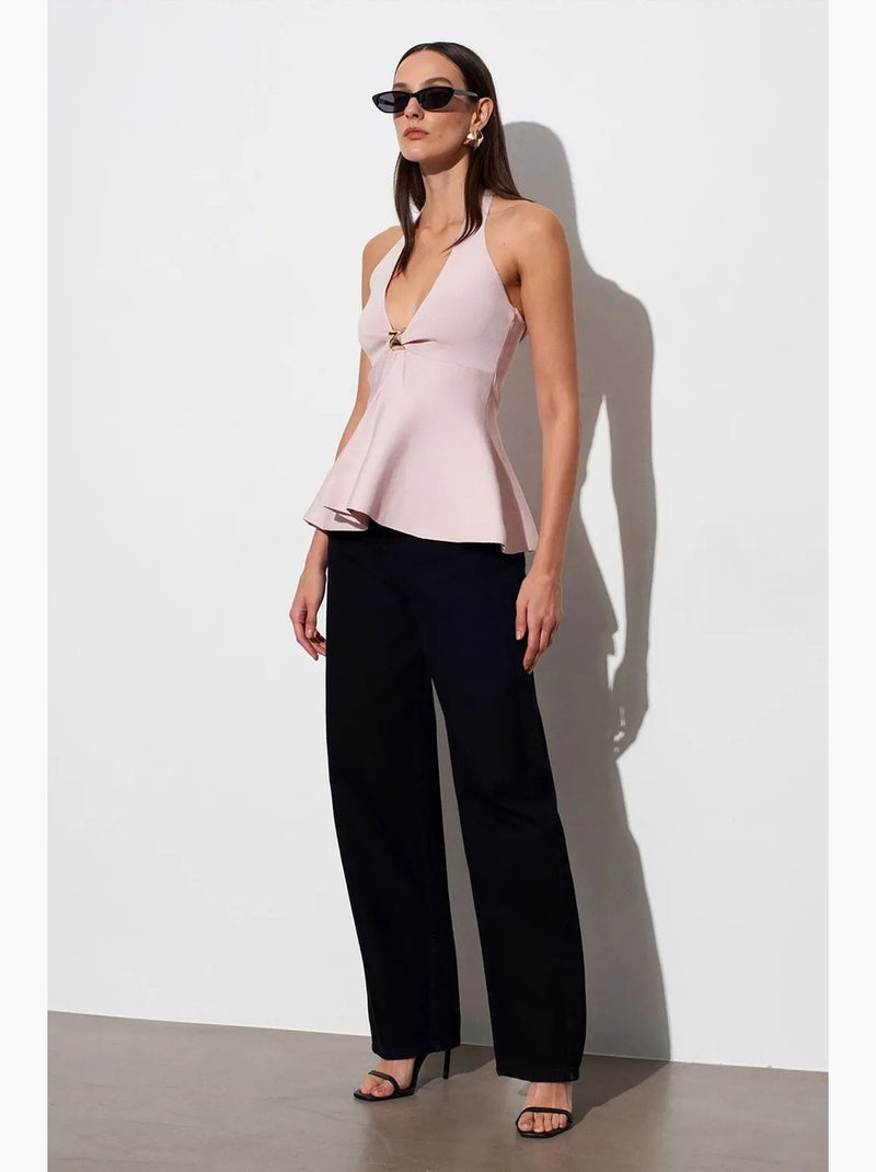 Top sem costura decote halter peplum dilvin Rosa doce - Kiabi
