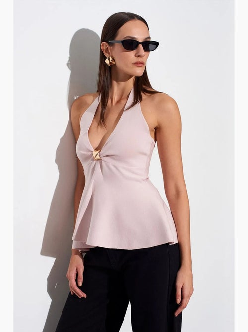Top sem costura decote halter peplum dilvin - Kiabi
