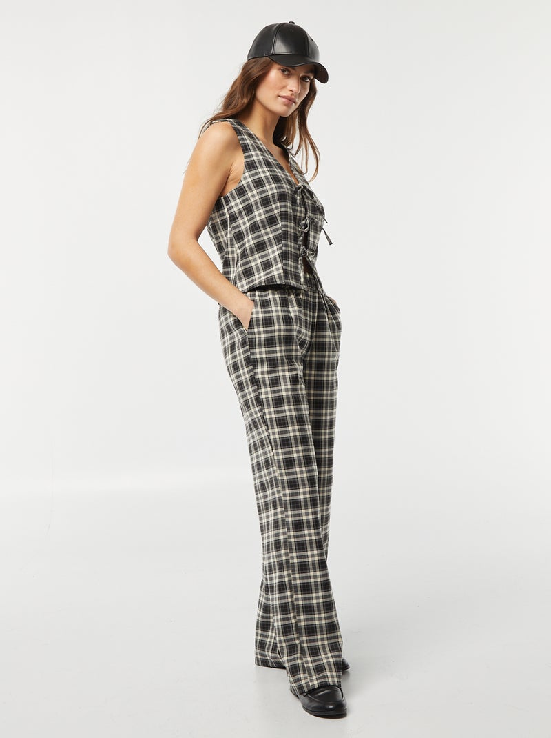 Top sem mangas aos quadrados para atar PRETO - Kiabi