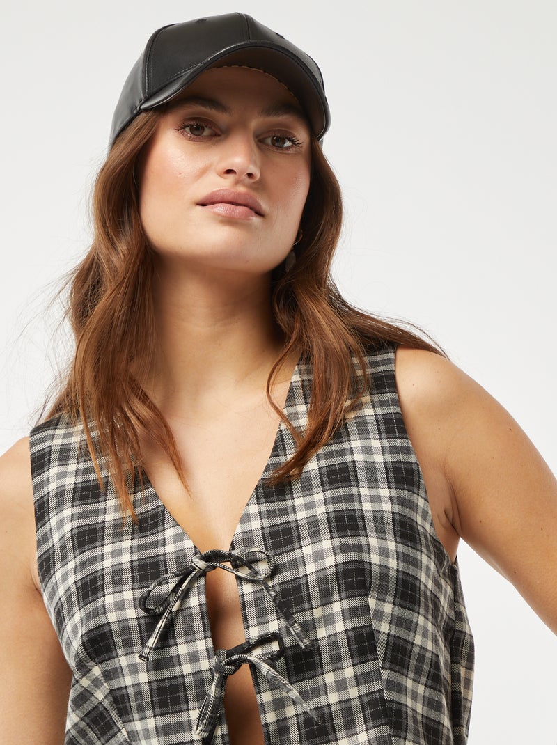 Top sem mangas aos quadrados para atar PRETO - Kiabi