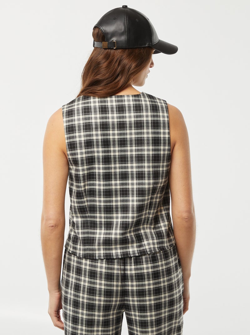 Top sem mangas aos quadrados para atar PRETO - Kiabi