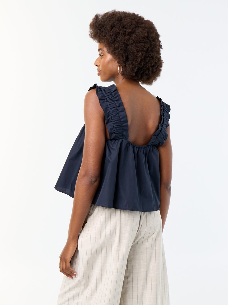 Top sem mangas com alças com folhos Azul - Kiabi