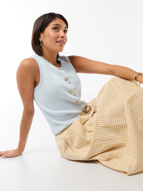 Top sem mangas com botões dourados - Kiabi