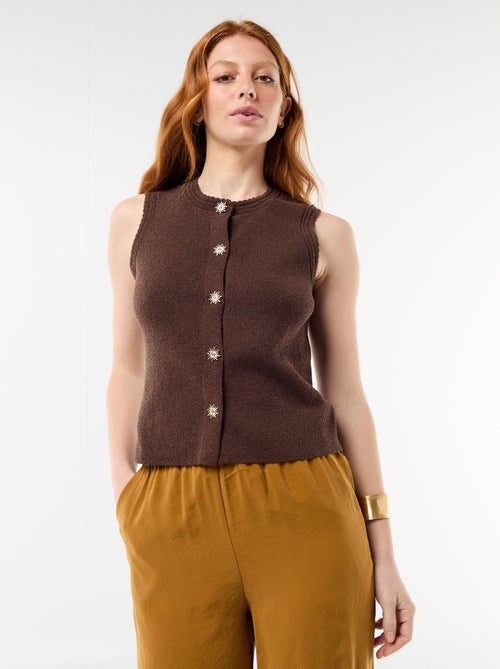 Top sem mangas com botões dourados - Kiabi