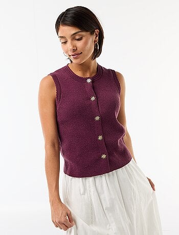 Top sem mangas com botões dourados