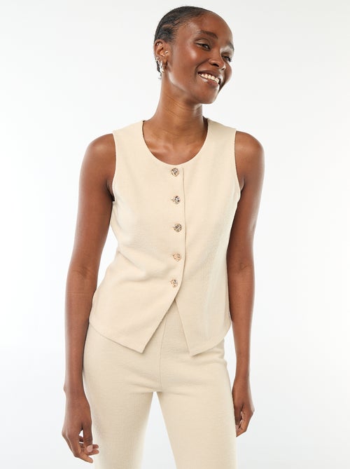 Top sem mangas com botões em malha macia - Kiabi