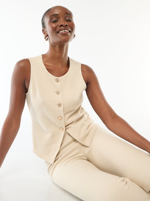 Top sem mangas com botões em malha macia - Kiabi