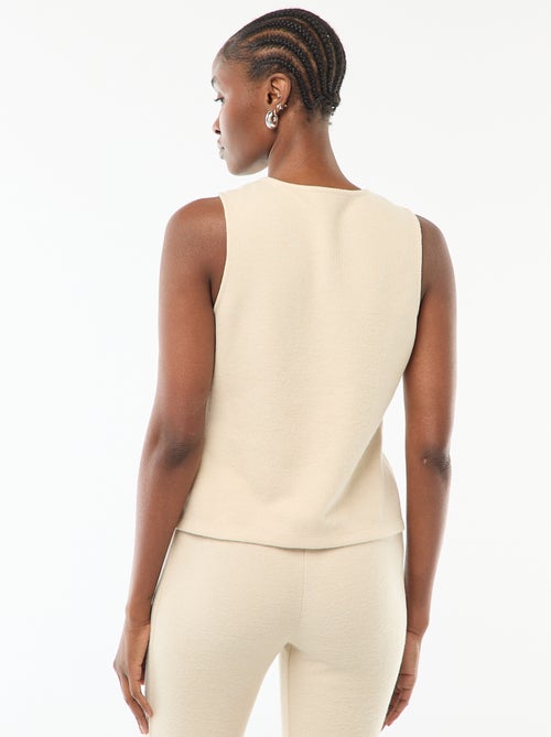 Top sem mangas com botões em malha macia - Kiabi