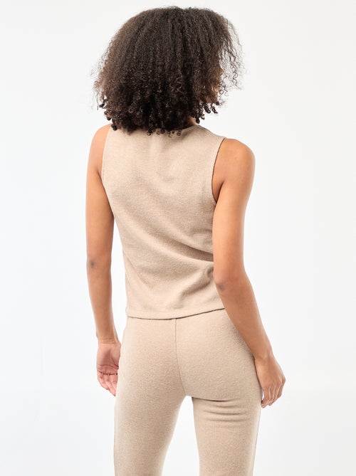 Top sem mangas com botões em malha macia - Kiabi