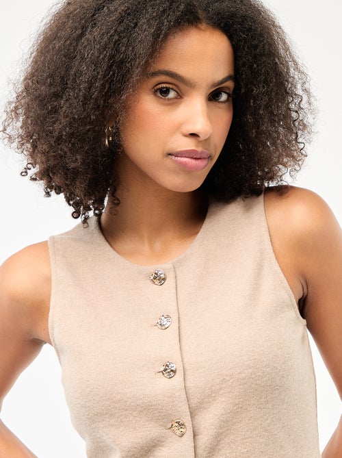 Top sem mangas com botões em malha macia - Kiabi