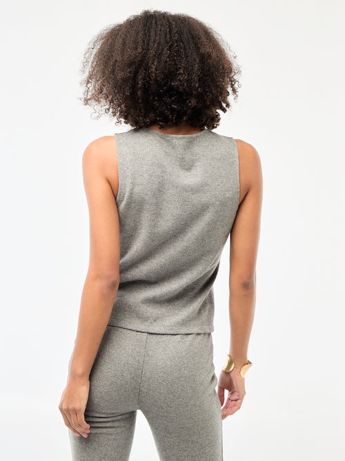 Top sem mangas com botões em malha macia - Kiabi