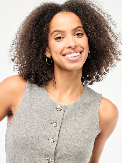 Top sem mangas com botões em malha macia - Kiabi