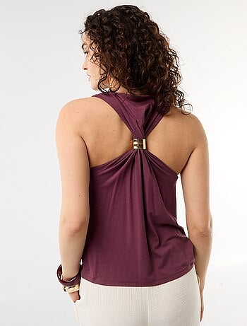 Top sem mangas com decote drapeado