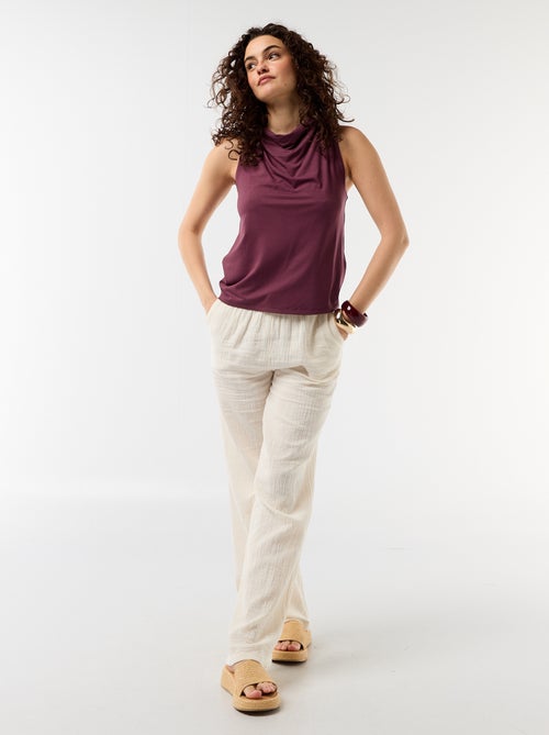 Top sem mangas com decote drapeado - Kiabi