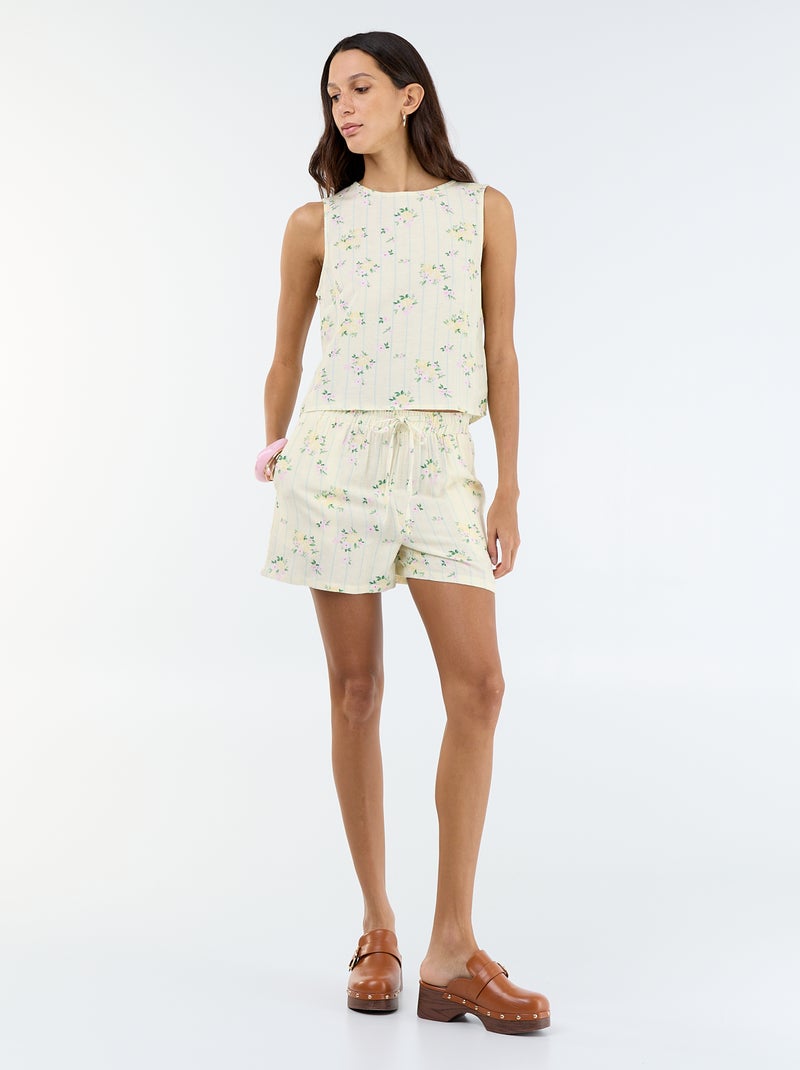 Top sem mangas com gola redonda Amarelo - Kiabi