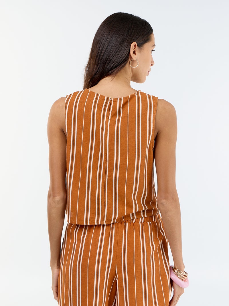 Top sem mangas com gola redonda Castanho - Kiabi