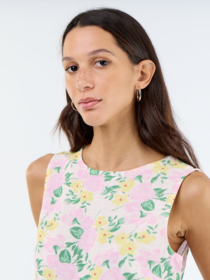 Top sem mangas com gola redonda Rosa - Kiabi