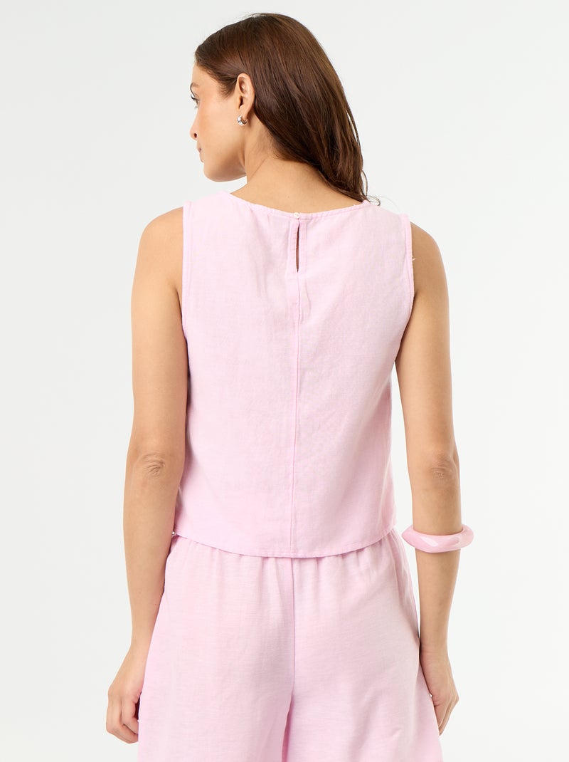 Top sem mangas com gola redonda Rosa - Kiabi