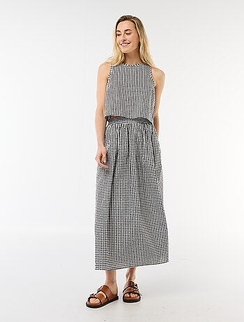 Top sem mangas com padrão Vichy