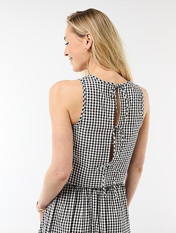 Top sem mangas com padrão Vichy