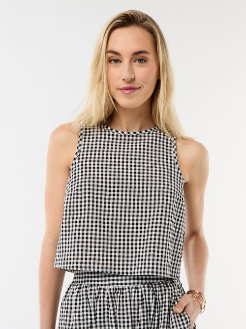 Top sem mangas com padrão Vichy - Kiabi